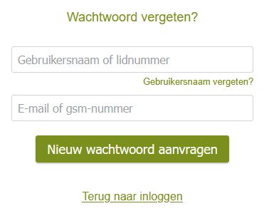 Wachtwoord vergeten scherm